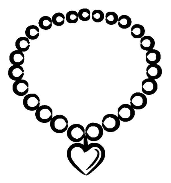 Dibujo de Collar de Corazón de San Valentín para Colorear y Imprimir