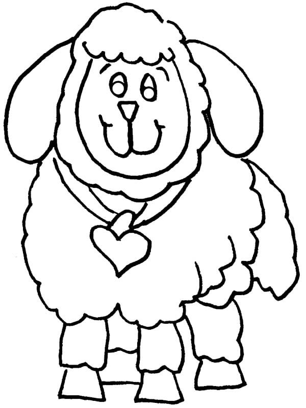 Dibujo de Collar de Oveja Con Amor para Colorear y Imprimir