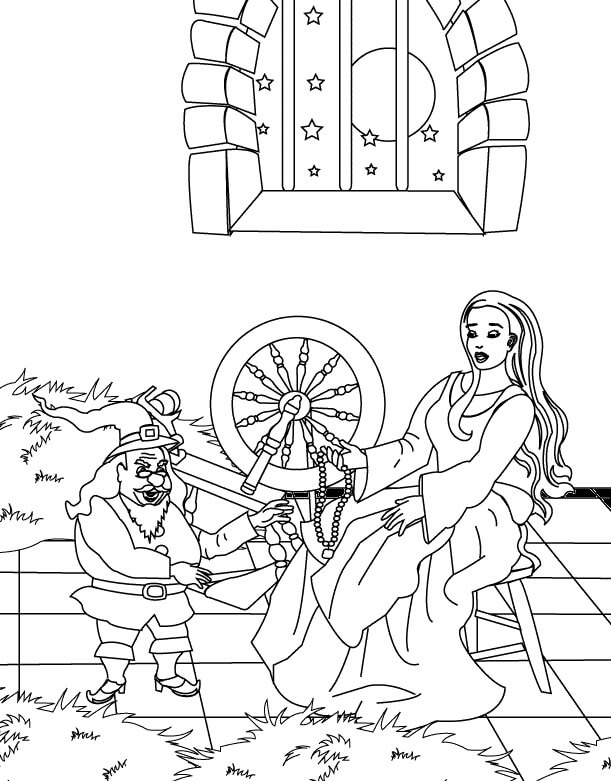 Dibujo de La Hija Del Molinero Regalando Su Collar para Colorear y Imprimir