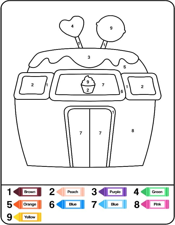 Dibujo de Colorear por Número de Casa Dulce para Colorear y Imprimir