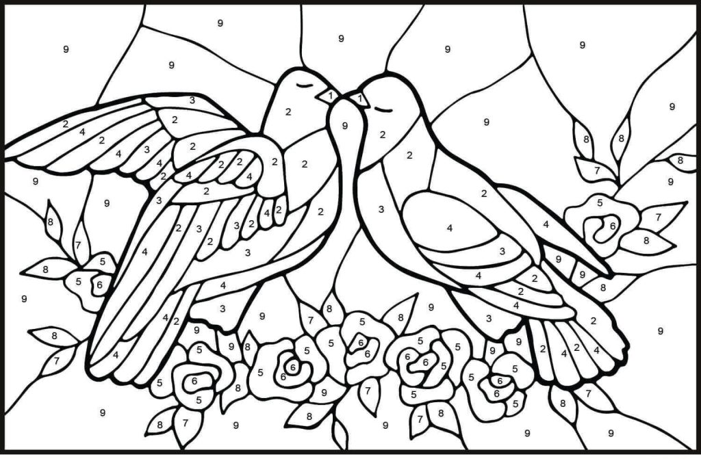 Dibujo de Color de Los Delfines por Número para Colorear y Imprimir