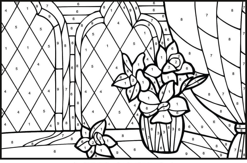 Dibujo de Color de Narciso por Número para Colorear y Imprimir