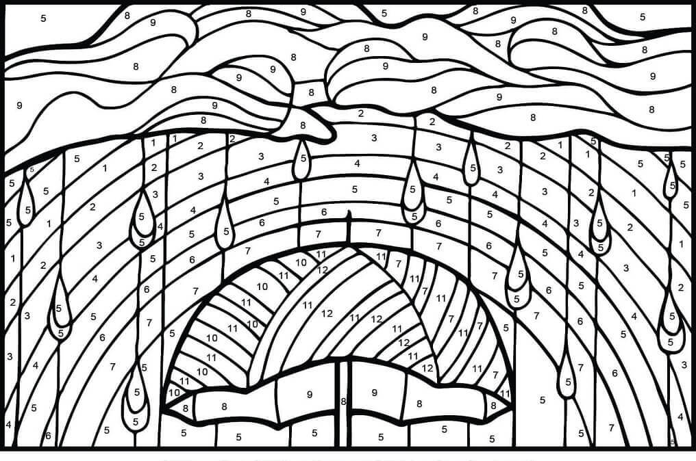 Dibujo de Color Del Arco Iris por Número para Colorear y Imprimir