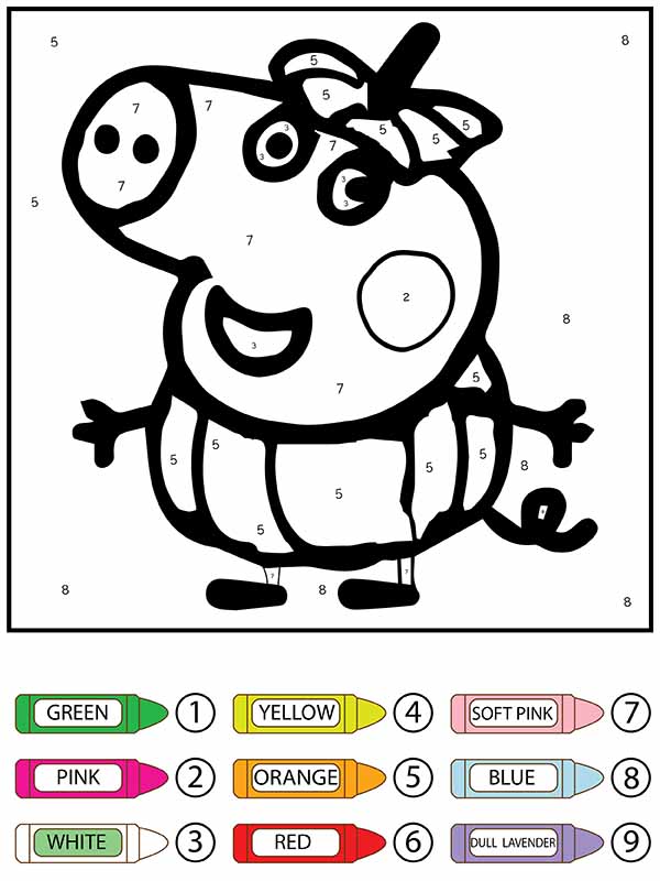Dibujo de Colorear por Números Peppa Pig Calabaza Pagina para Colorear para Colorear y Imprimir