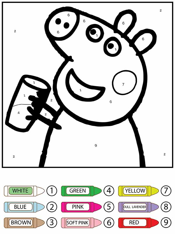 Dibujo de Dibujo de Colorear por Números de Peppa Pig de Agua Potable para Colorear para Colorear y Imprimir