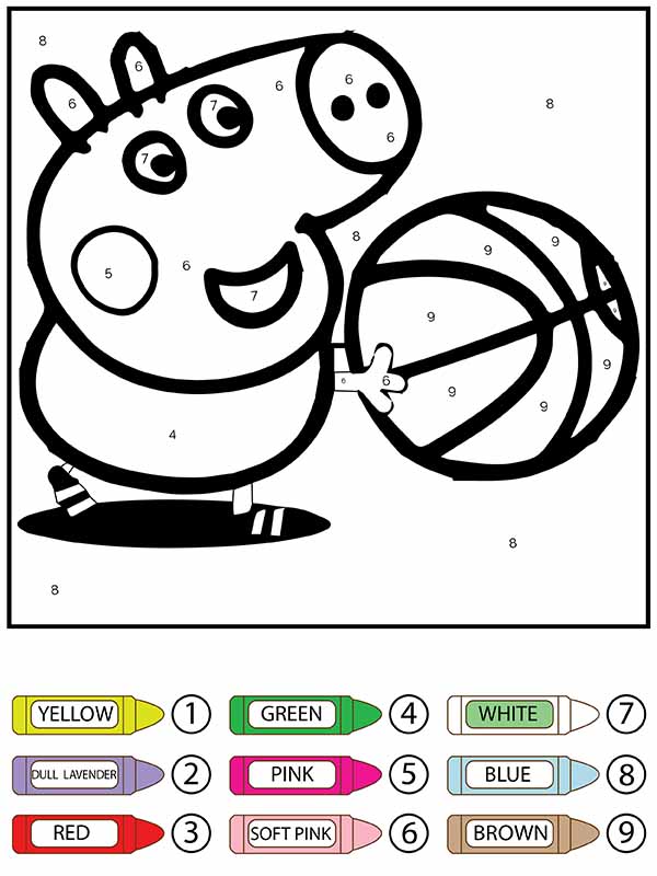 Dibujo de Jugando a Peppa Pig Colorear por Números Pagina para Colorear para Colorear y Imprimir