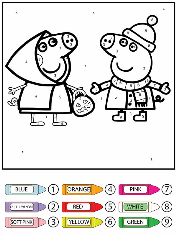 Dibujo de Pagina para Colorear de Peppa Pig Con Abrigo de Invierno para Colorear por Números para Colorear y Imprimir