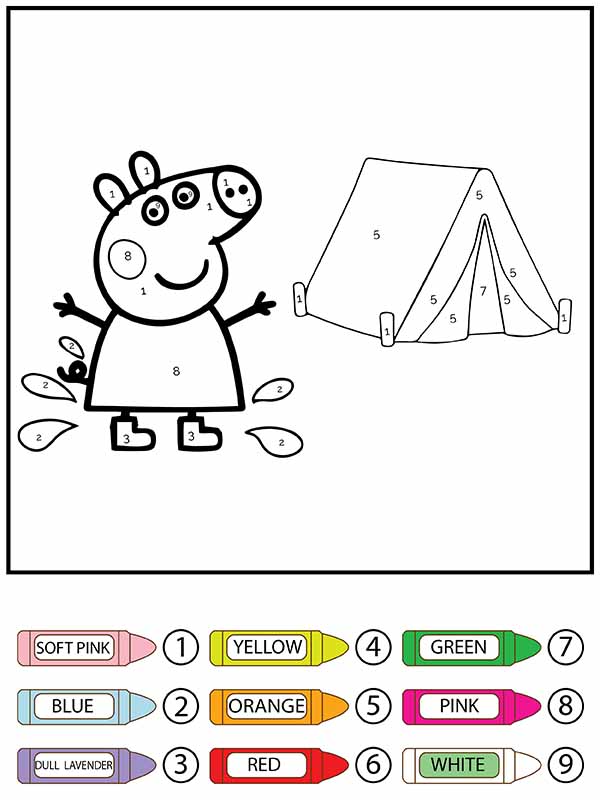 Dibujo de Peppa Pig Camping Colorear por Número Pagina para Colorear para Colorear y Imprimir