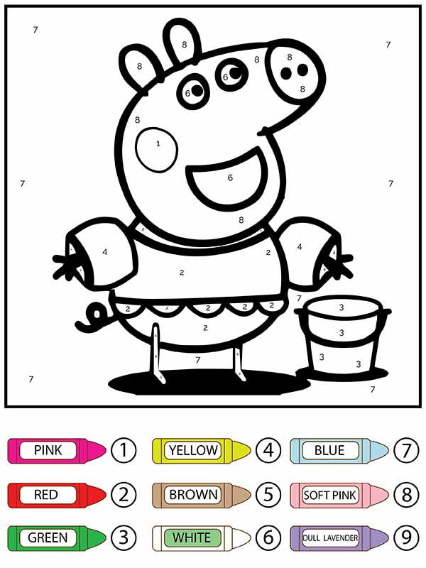 Dibujo de Peppa Pig Colorear por Números Pagina para Colorear para Colorear y Imprimir