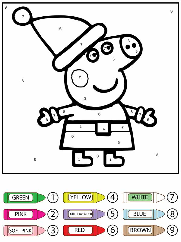 Dibujo de Peppa Pig de Navidad para Colorear por Números Pagina para Colorear para Colorear y Imprimir