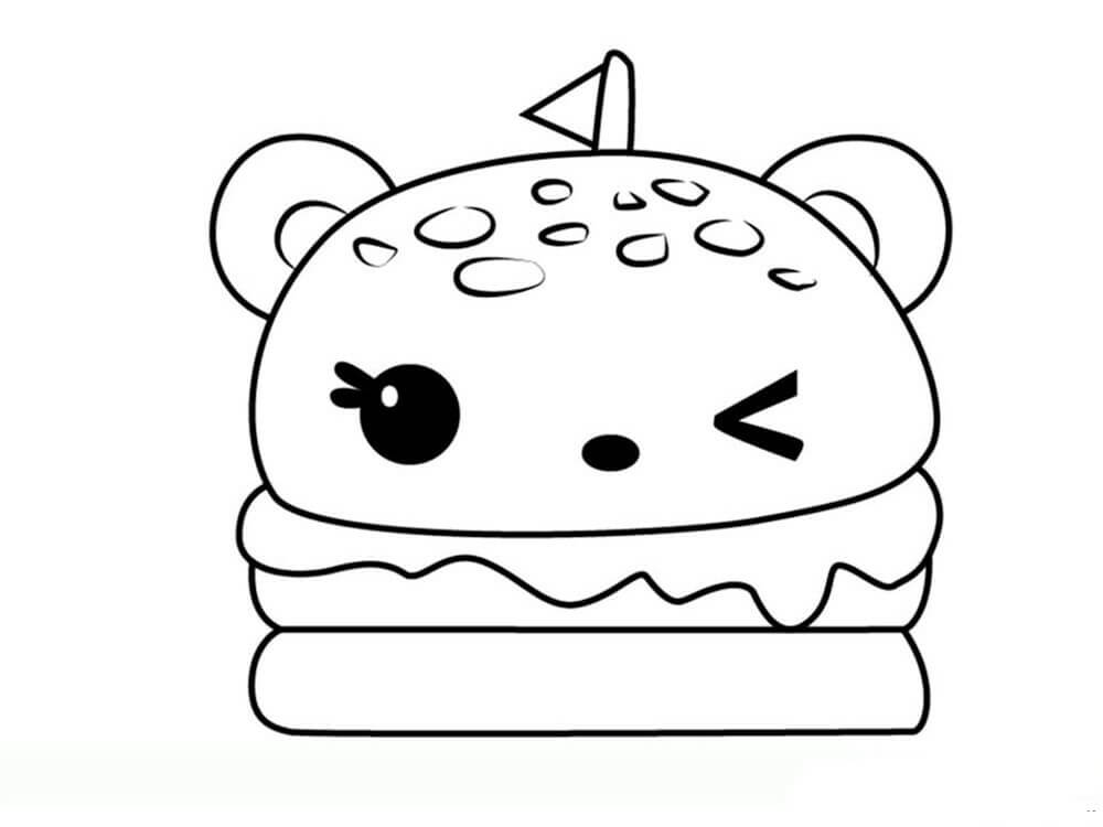 dibujo hamburguesa linda para colorear