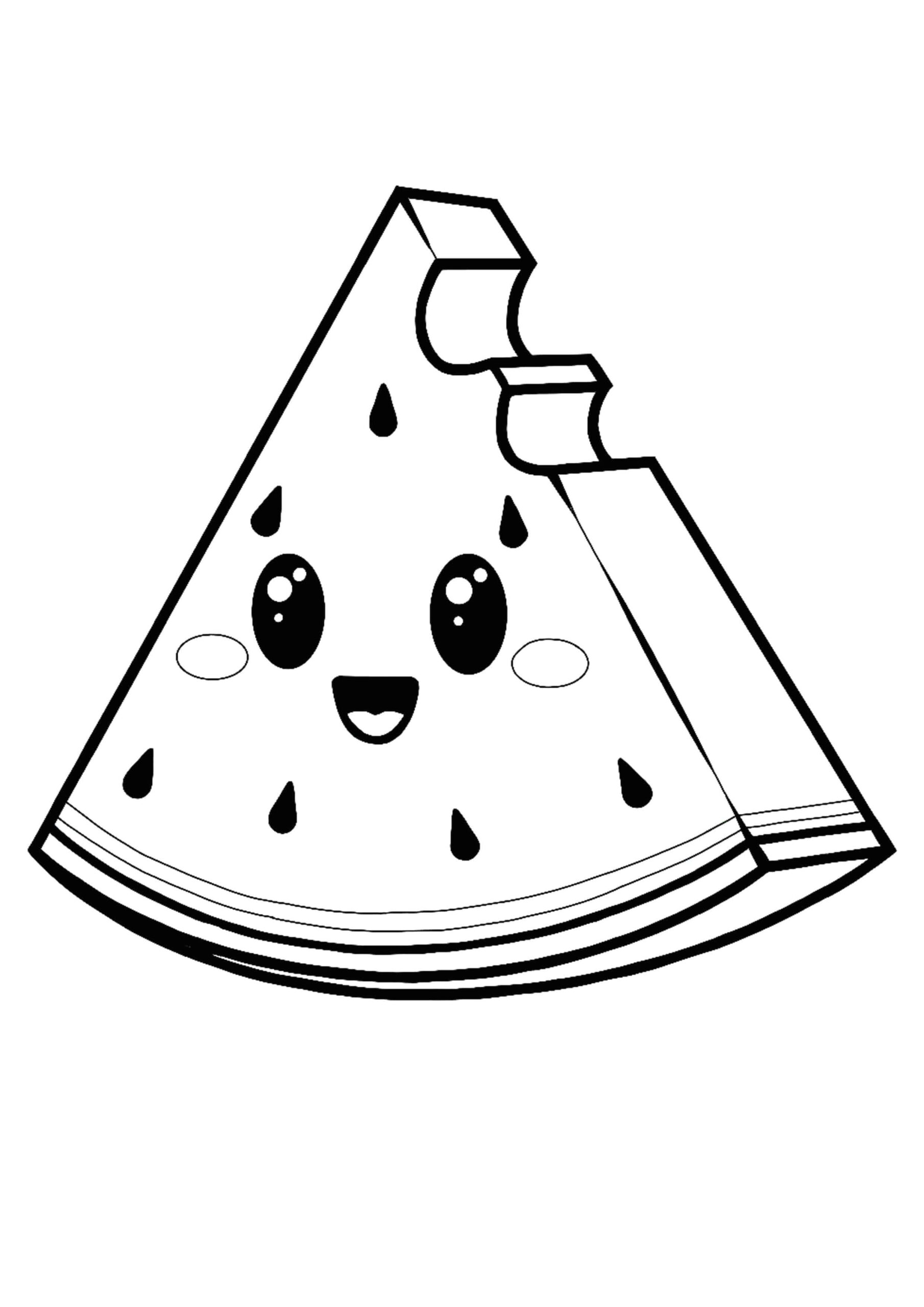 dibujo linda sandia scaled para colorear
