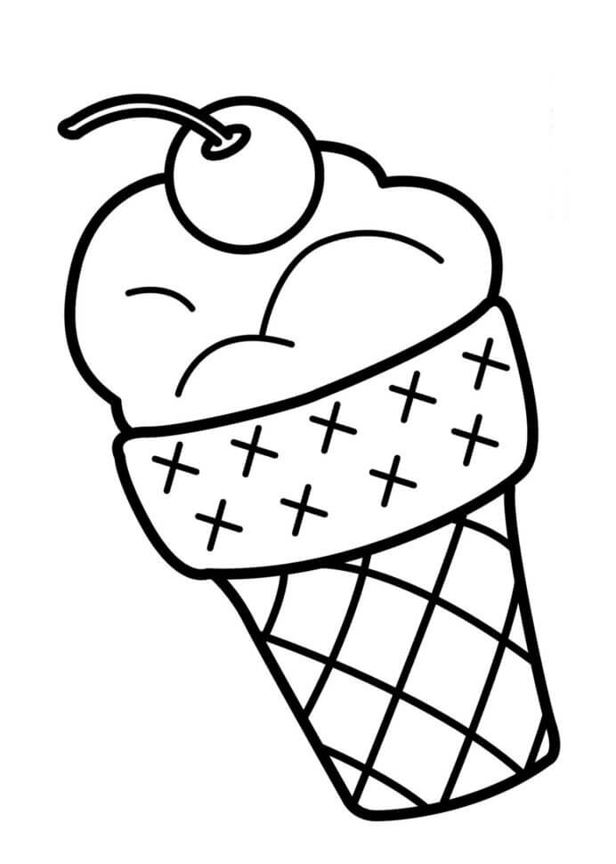 dibujo lindo cono de helado para colorear