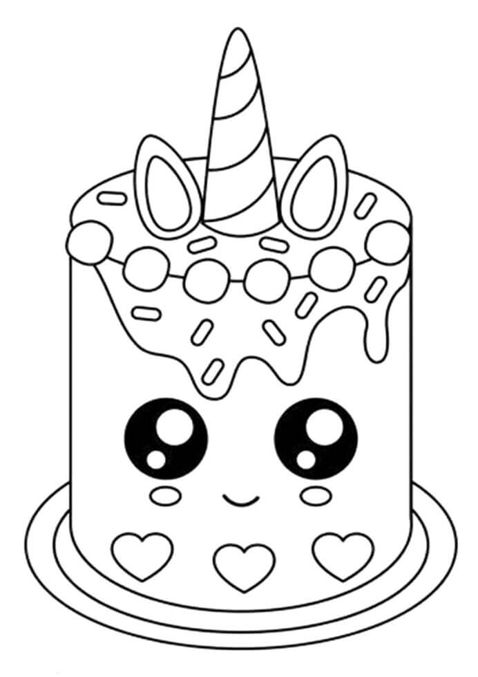 dibujo lindo pastel de cumpleanos para colorear