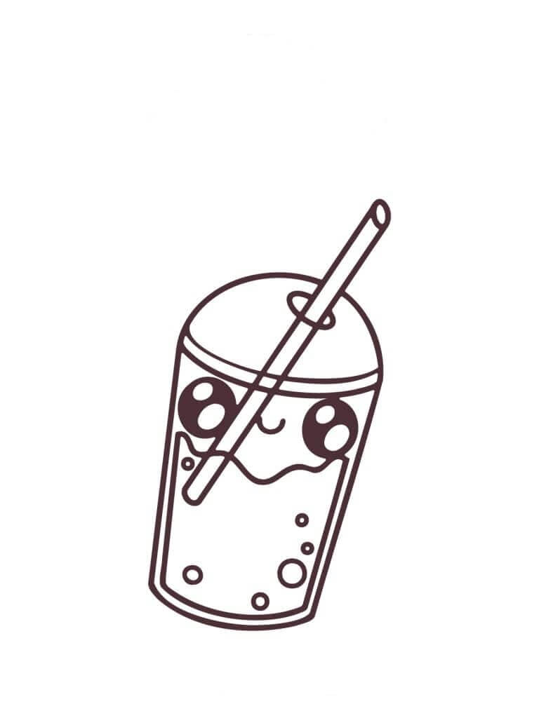 Dibujo de Una Bebida Kawaii para Colorear y Imprimir