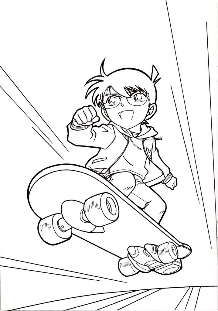Dibujo de Conan Patineta para Colorear y Imprimir