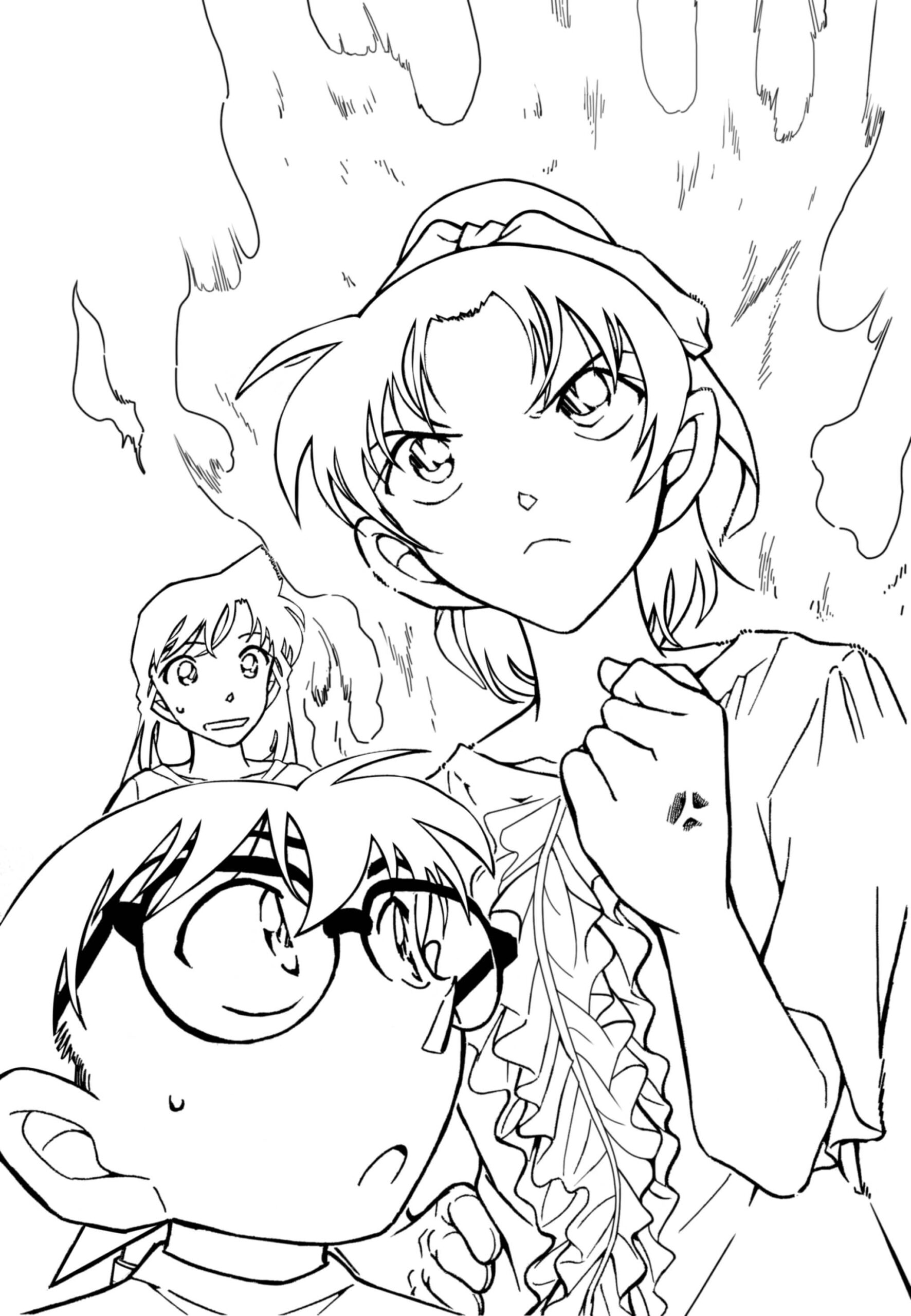 Dibujo de Conan Ran y Sonoko Scaled para Colorear y Imprimir