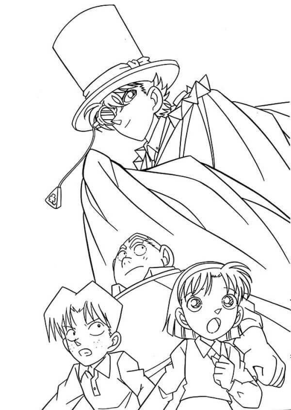 Dibujo de El Detective Conan y Mi Equipo para Colorear y Imprimir