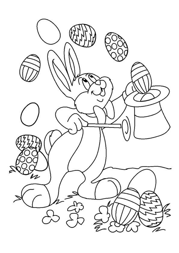 Dibujo de Espectáculo de Magia de Conejito para Colorear y Imprimir