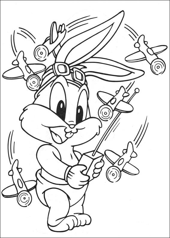 Dibujo de Chinches Jugando Aviones de Juguete para Colorear y Imprimir