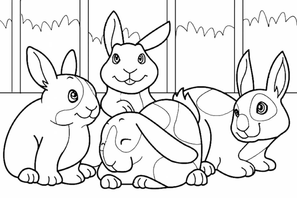 Dibujo de Conejito Cuatro para Colorear y Imprimir