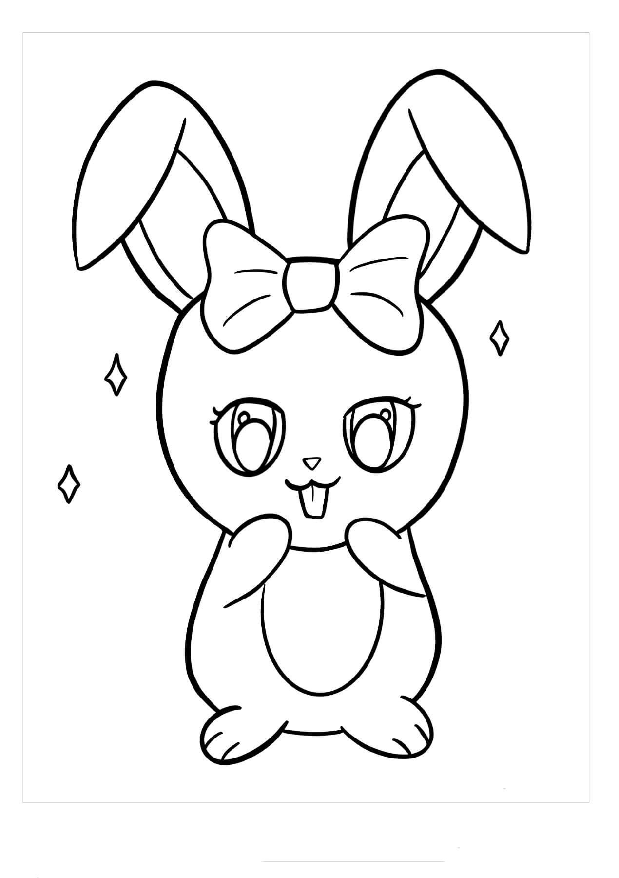 Dibujo de Conejito de Anime para Colorear y Imprimir