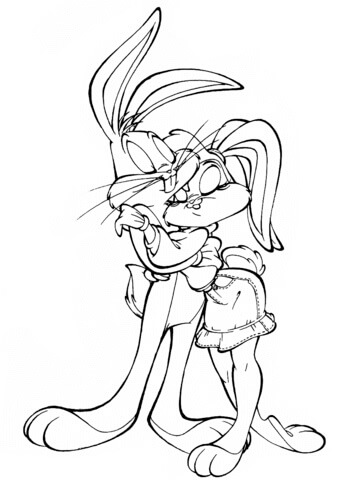 Dibujo de Conejito Enamorado para Colorear y Imprimir
