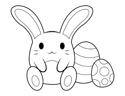 Dibujo de Conejito y dos Pascuas para Colorear y Imprimir