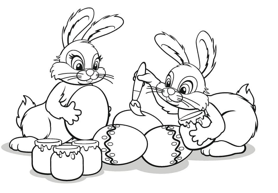 Dibujo de Dibujo de dos Conejitos para Colorear y Imprimir