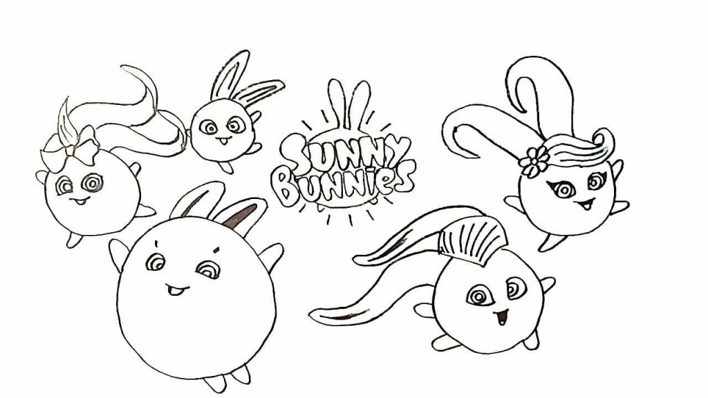 Dibujo de Conejitos Soleados Divertido para Colorear y Imprimir