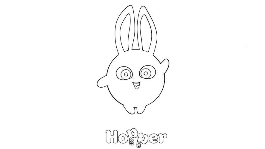 Dibujo de Hopper En Conejitos Soleados para Colorear y Imprimir