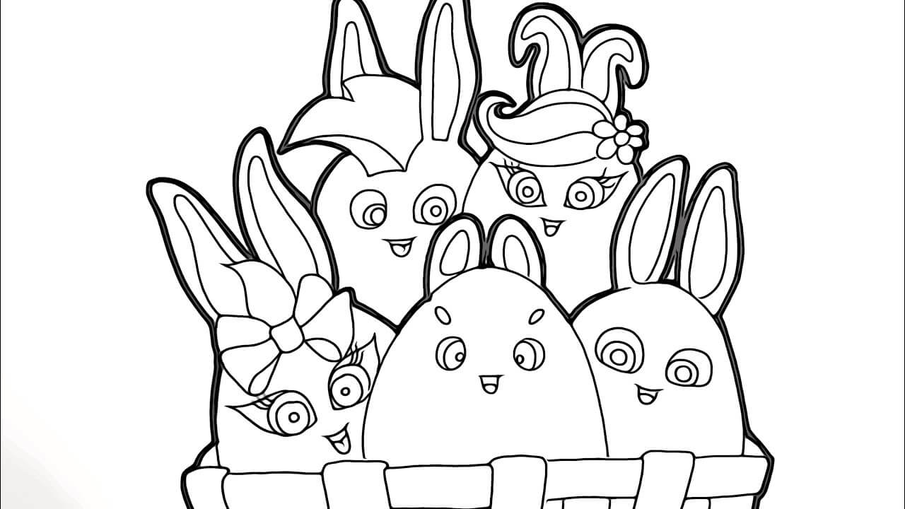 Dibujo de Lindos Conejitos Soleados para Colorear y Imprimir