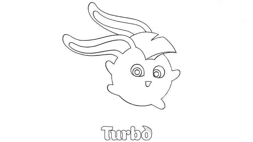 Dibujo de Turbo En Conejitos Soleados para Colorear y Imprimir