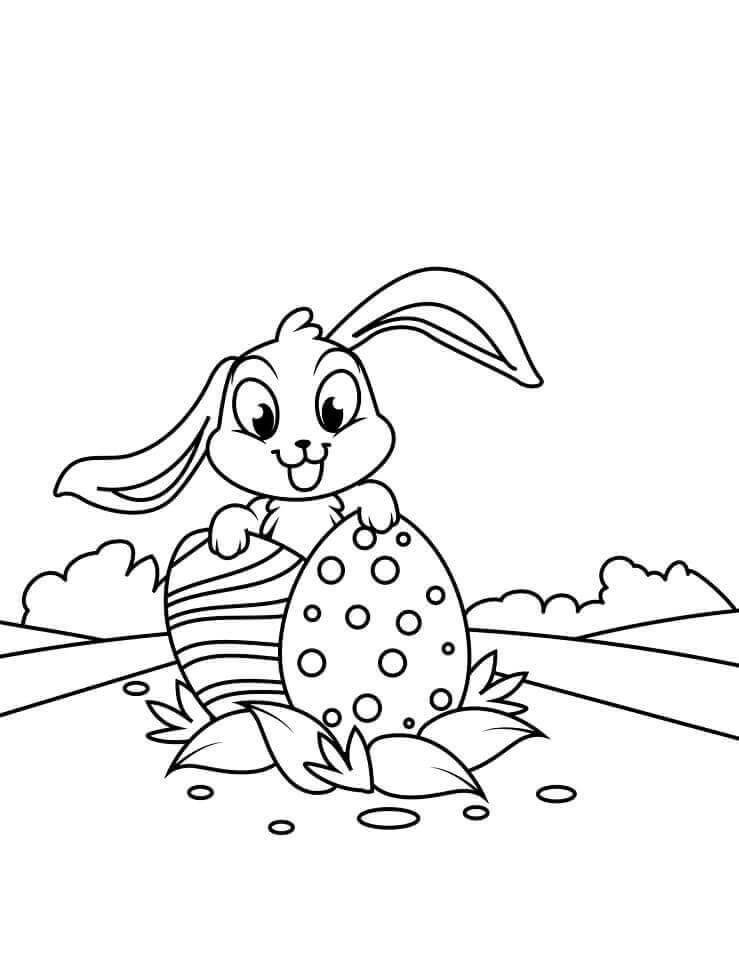 dibujo bonito conejito de pascua para colorear