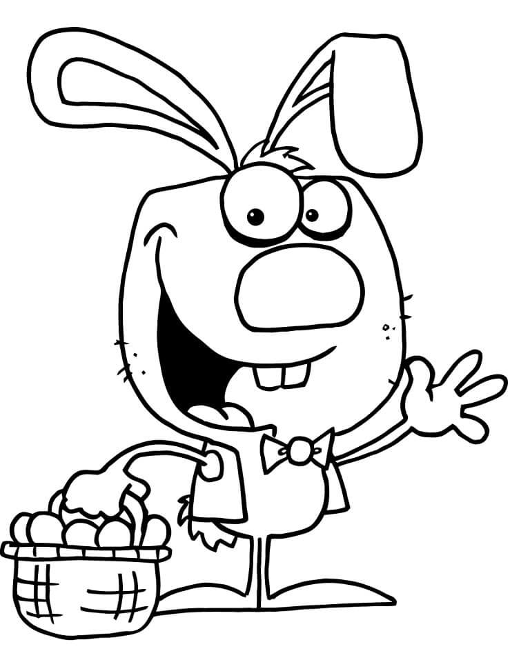 dibujo conejito de pascua con flores para colorear