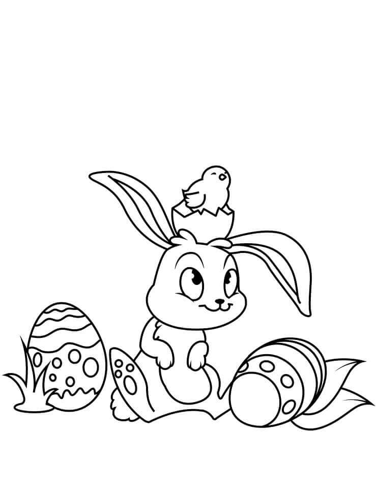 dibujo conejito de pascua feliz para colorear