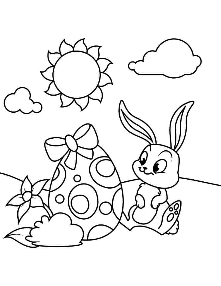 dibujo conejito de pascua normal para colorear