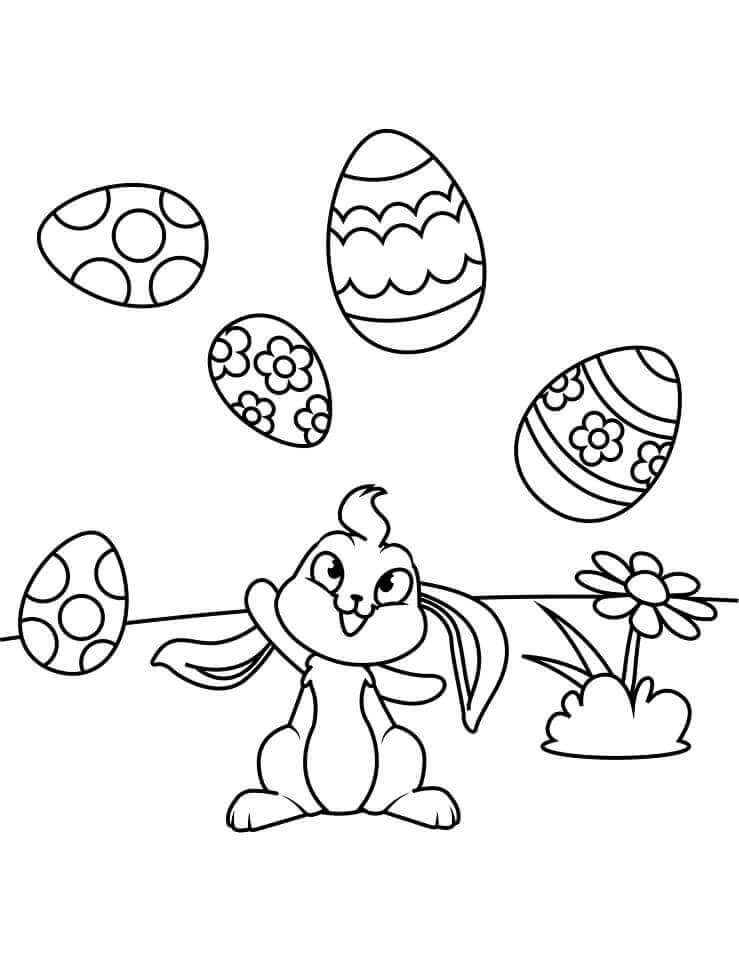 dibujo conejito de pascua para colorear