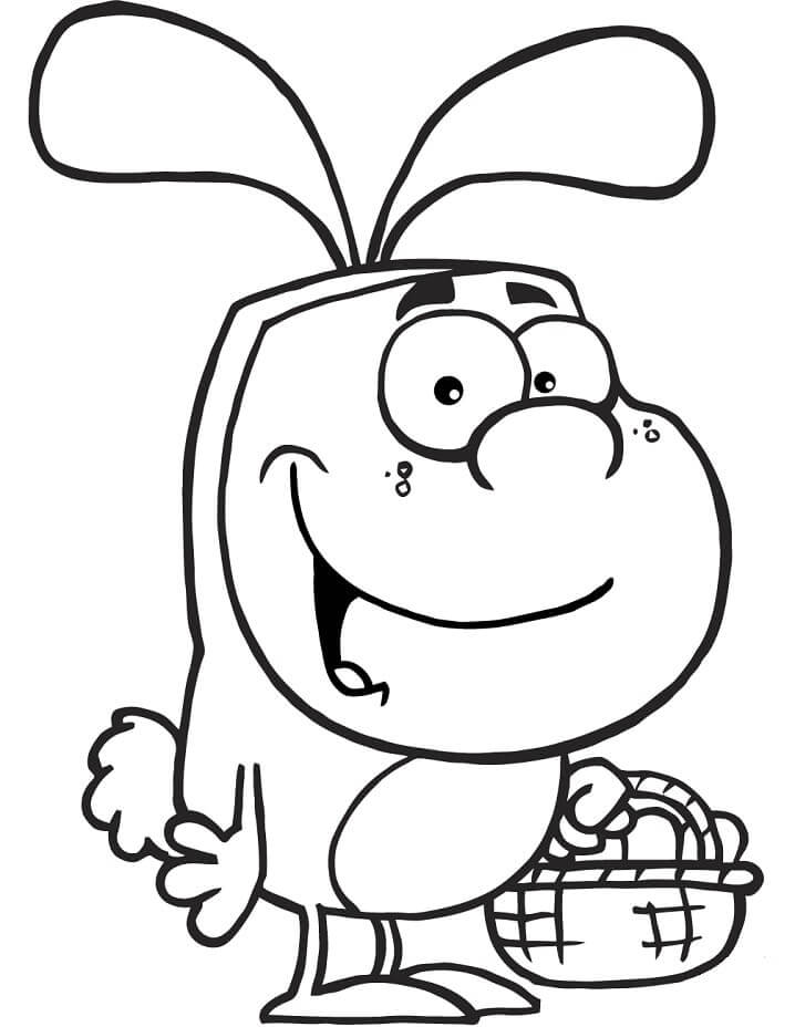 dibujo conejito de pascua y huevo grande para colorear