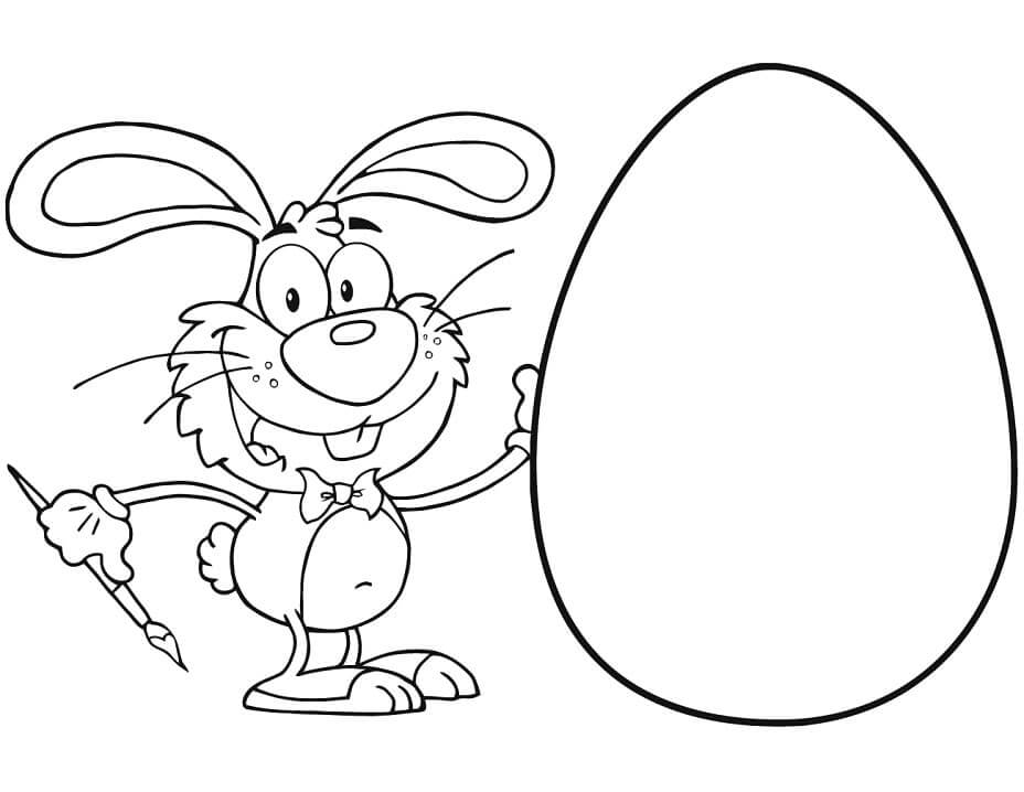 dibujo conejo de pascua con huevos para colorear