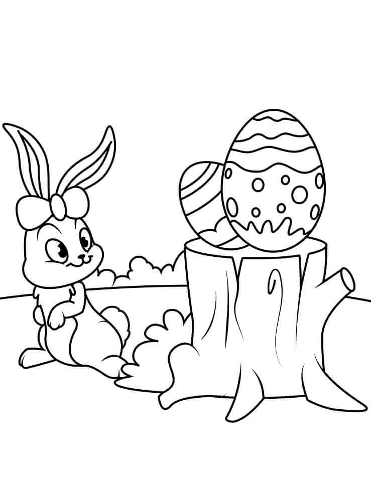dibujo conejo de pascua corriendo para colorear