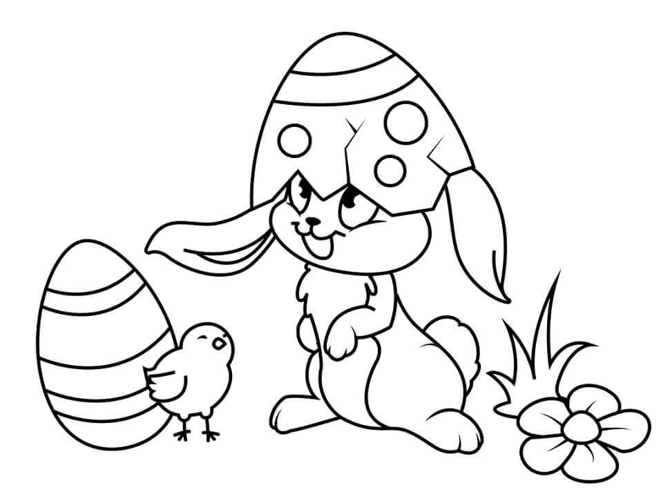 dibujo conejo de pascua feliz para colorear