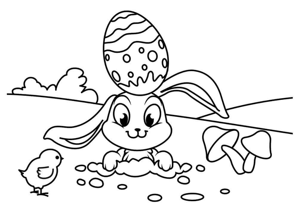 dibujo conejo de pascua para colorear