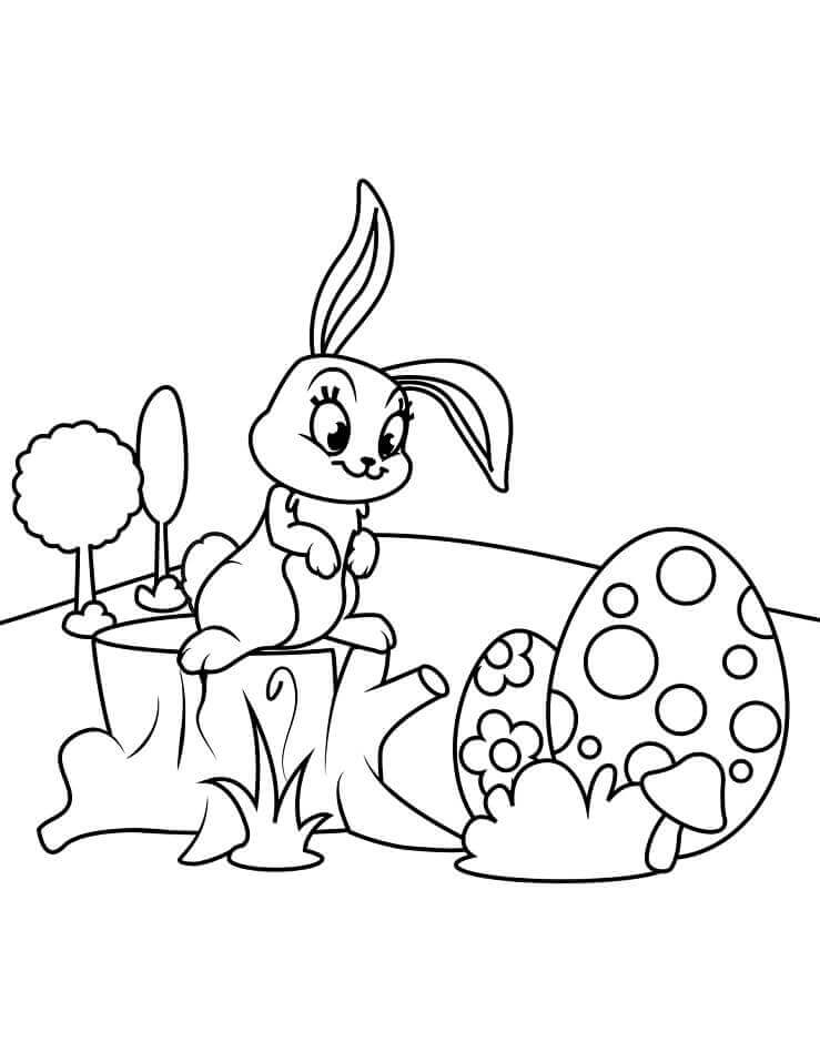 Dibujo de Conejito de Pascua para Colorear y Imprimir
