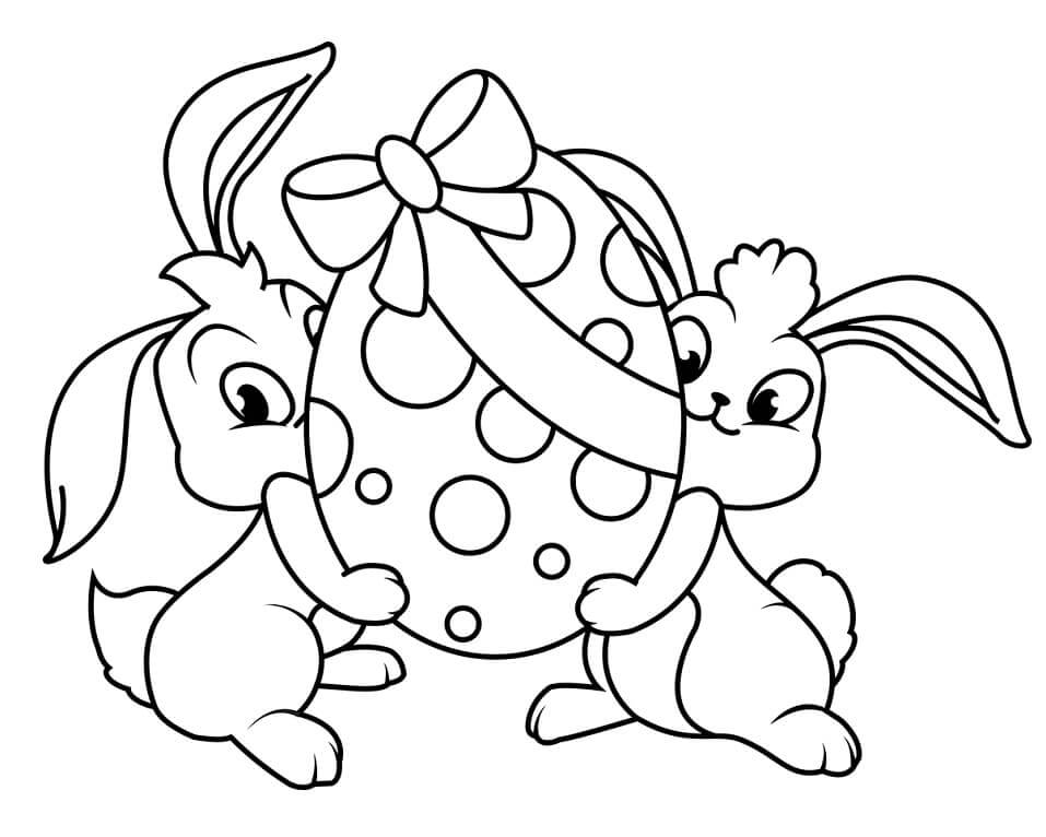 dibujo encantador conejito de pascua para colorear