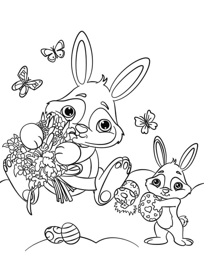 dibujo huevo de conejito de pascua para colorear