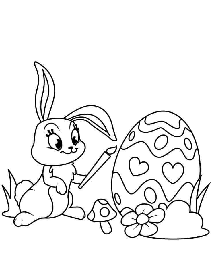 dibujo huevo de pintura de conejo de pascua para colorear