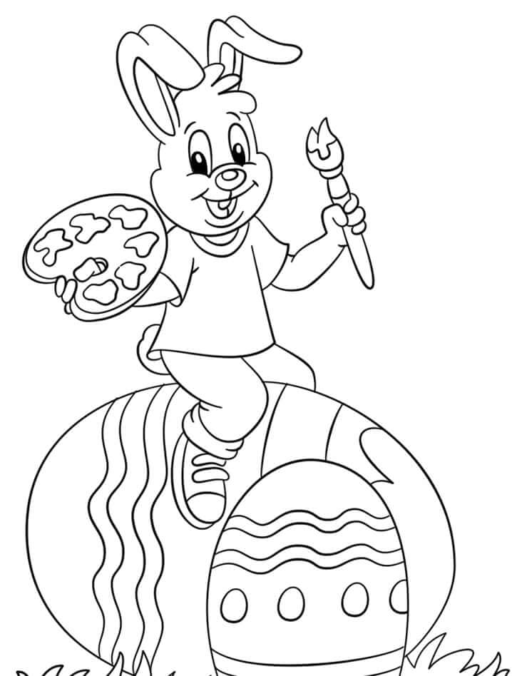 dibujo linda conejito de pascua para colorear