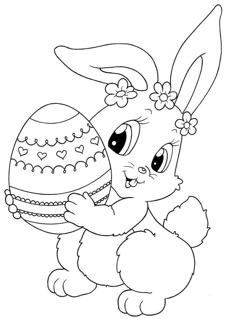 dibujo lindo conejo de pascua para colorear