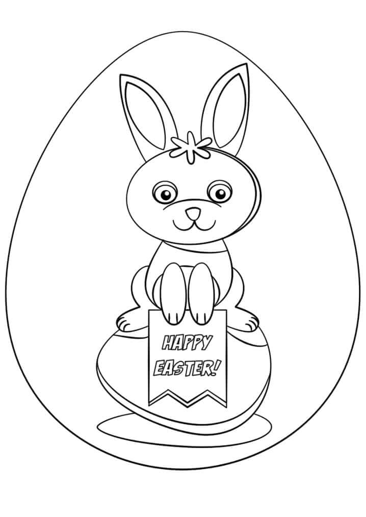 dibujo lindos conejos de pascua para colorear